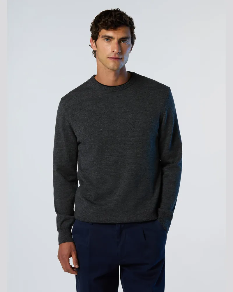 North Sails Pullover Rundhalsausschnitt aus Merinowolle Dunkelgrau