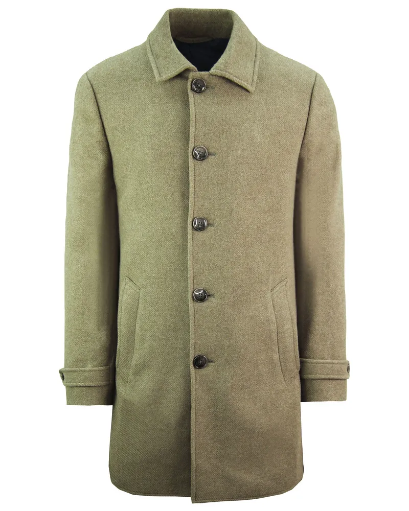 Hackett London gewaschener Wolltwill Herrenbraunmantel Braun