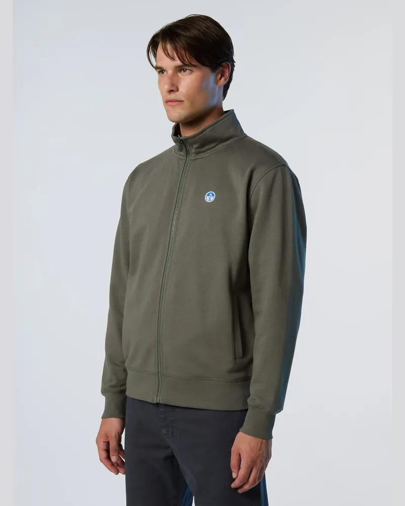 North Sails Sweatshirt Durchgehender Reißverschluss mit Logo-Patch Grau