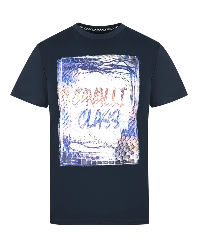 Roberto Cavalli Box Logo Navy Blau T-Shirt Blau