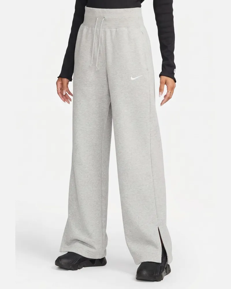 Nike Phoenix Fleece-Jogginghose für Damen mit weitem Bein in Grau Grau