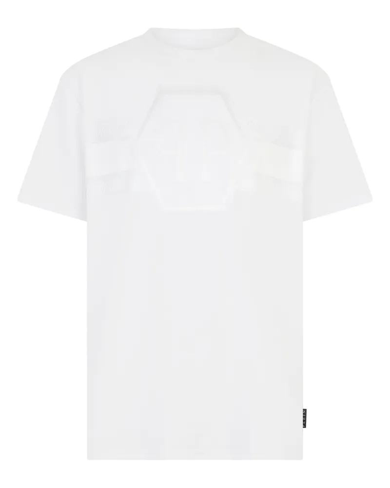 Philipp Plein T-Shirt mit Rundhals und Jacquard-Hexagonmuster - Weiß Weiß