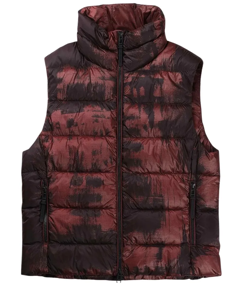 Belstaff Abstrakte Daunenjacke In Lavarot Mit Lorbeermuster Rot