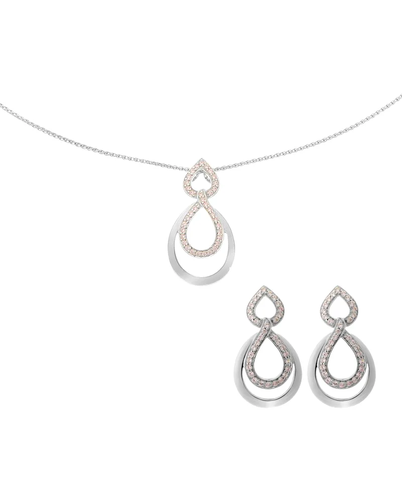 Orphelia Amber' Damen 925 Sterling Silber Set: Kettenanhänger + Ohrringe - Silber SET-7092 Silber