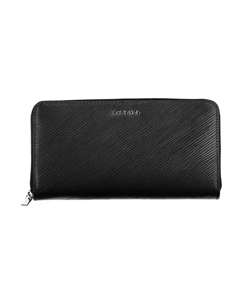 Calvin Klein Langer Reißverschluss Geldbeutel Leder-Style Schwarz
