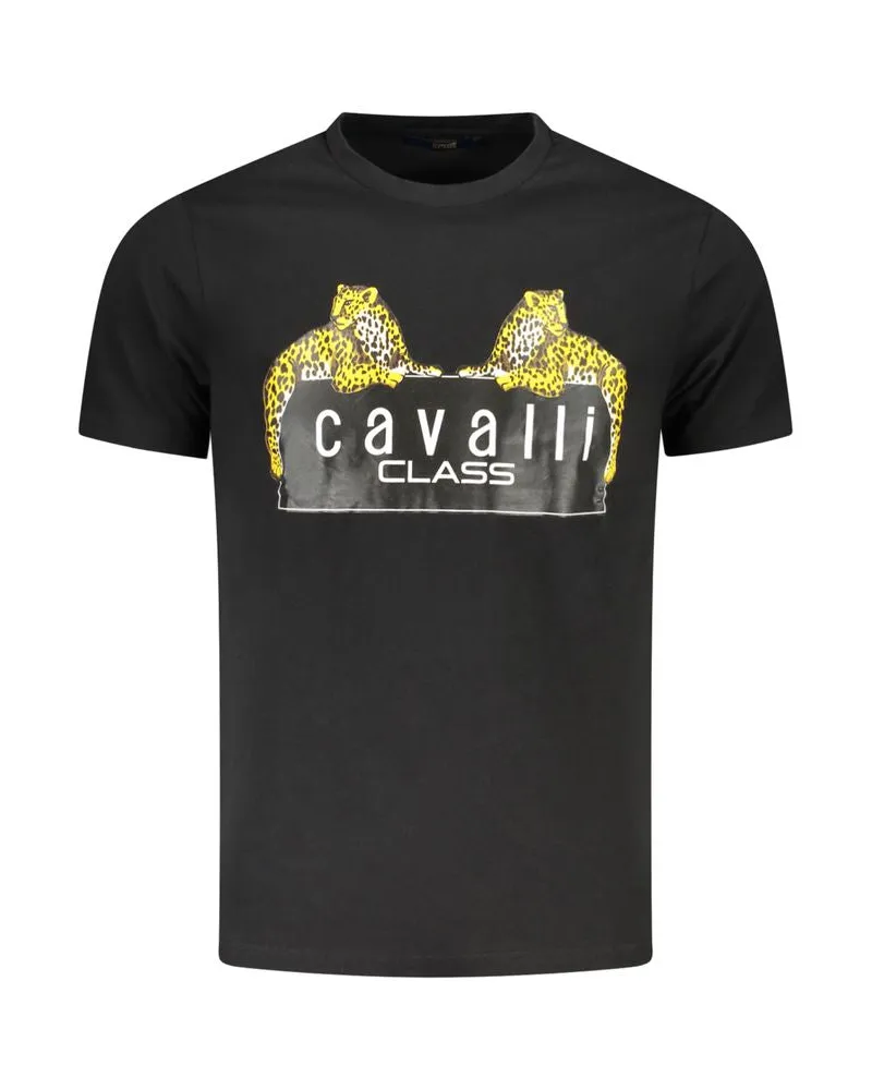 Roberto Cavalli Schwarzes Baumwoll-Herren-T-Shirt Schwarz