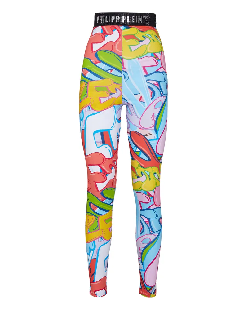Philipp Plein Leggings Bombing Graffiti Mehrfarbig