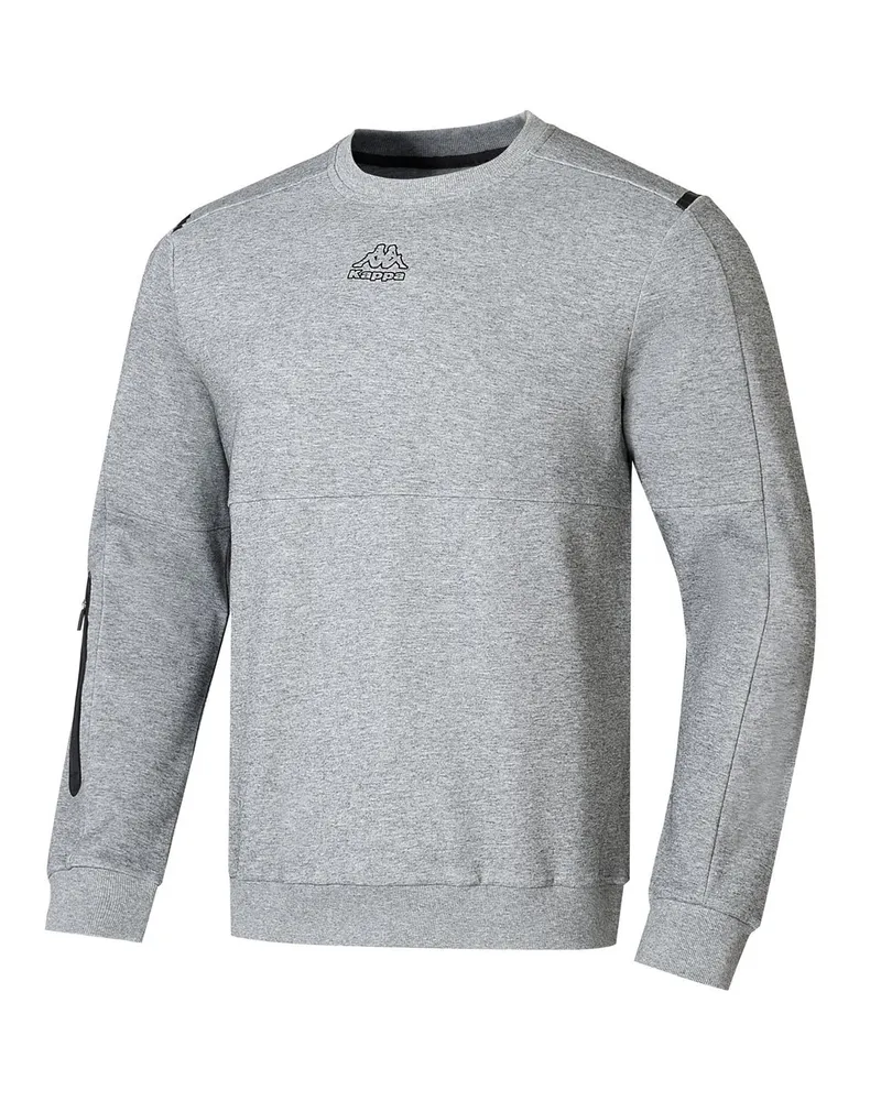 Kappa Sweatshirt für Herren, Teddy-Stoff (Grau meliert meliert Dunkelgrau