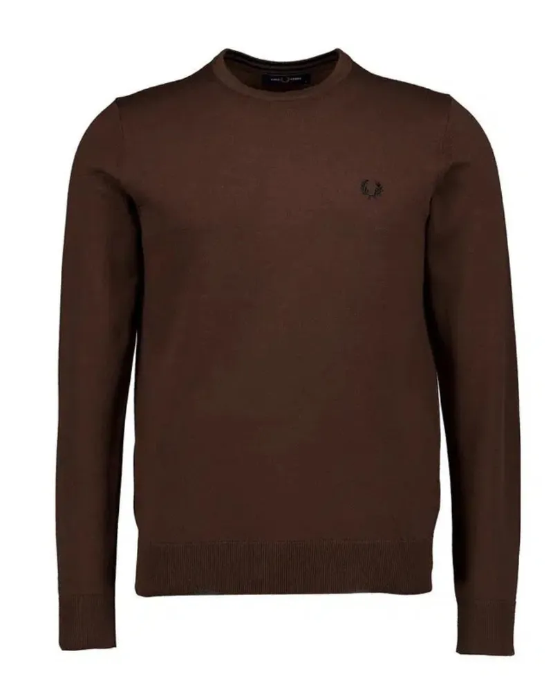 Fred Perry Pullover Mit Rundhalsausschnitt In Der Farbe Burnt Tobacco Dunkelbraun
