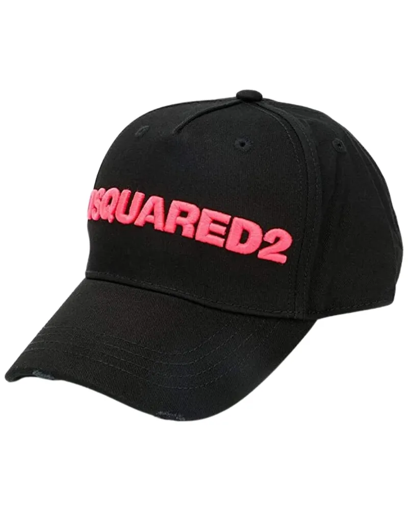 Dsquared2 Rosa gesticktes Logo Schwarz Cap Schwarz