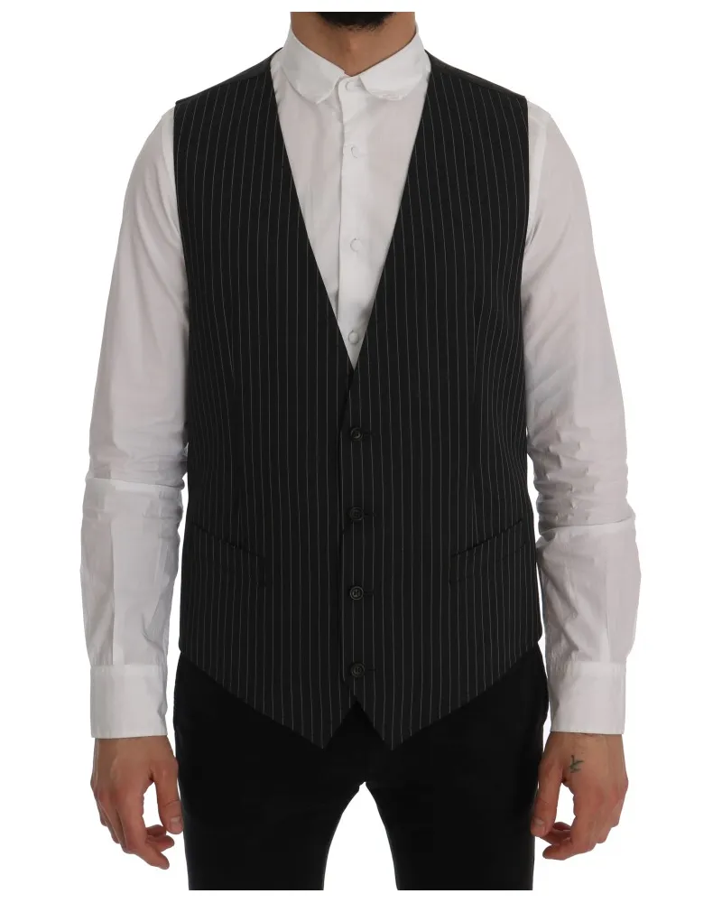 Dolce & Gabbana Graue Stretch-Weste aus Wolle Grau