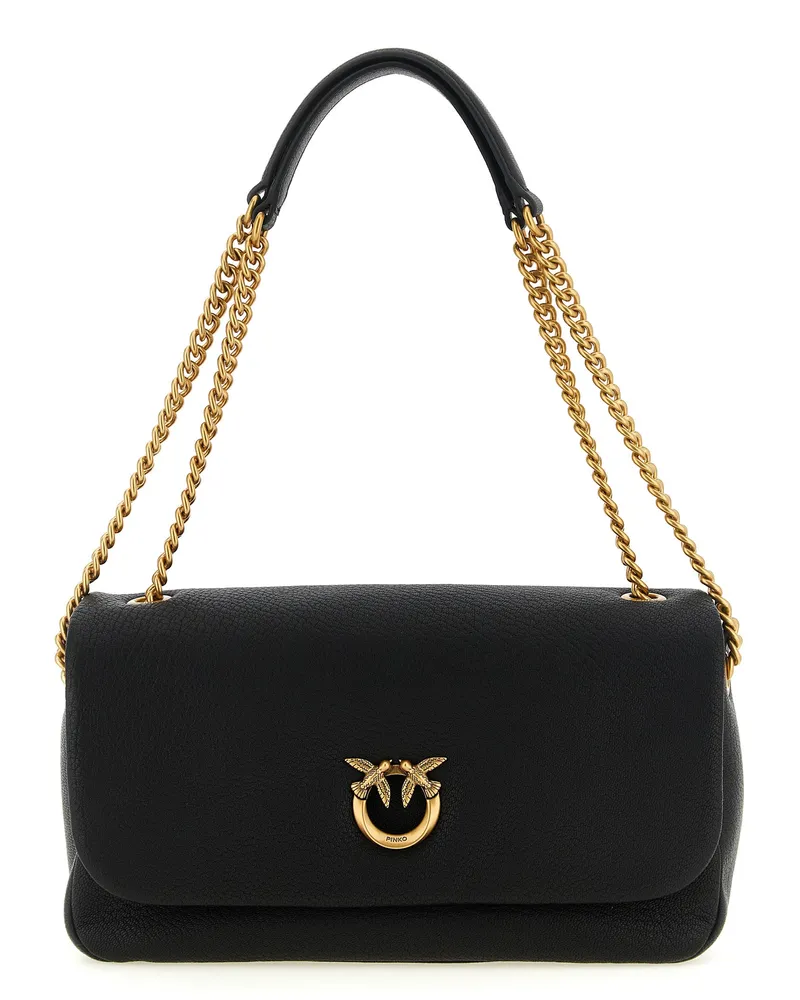 Pinko schwarze Lammleder Schultertasche - Schwarz Schwarz