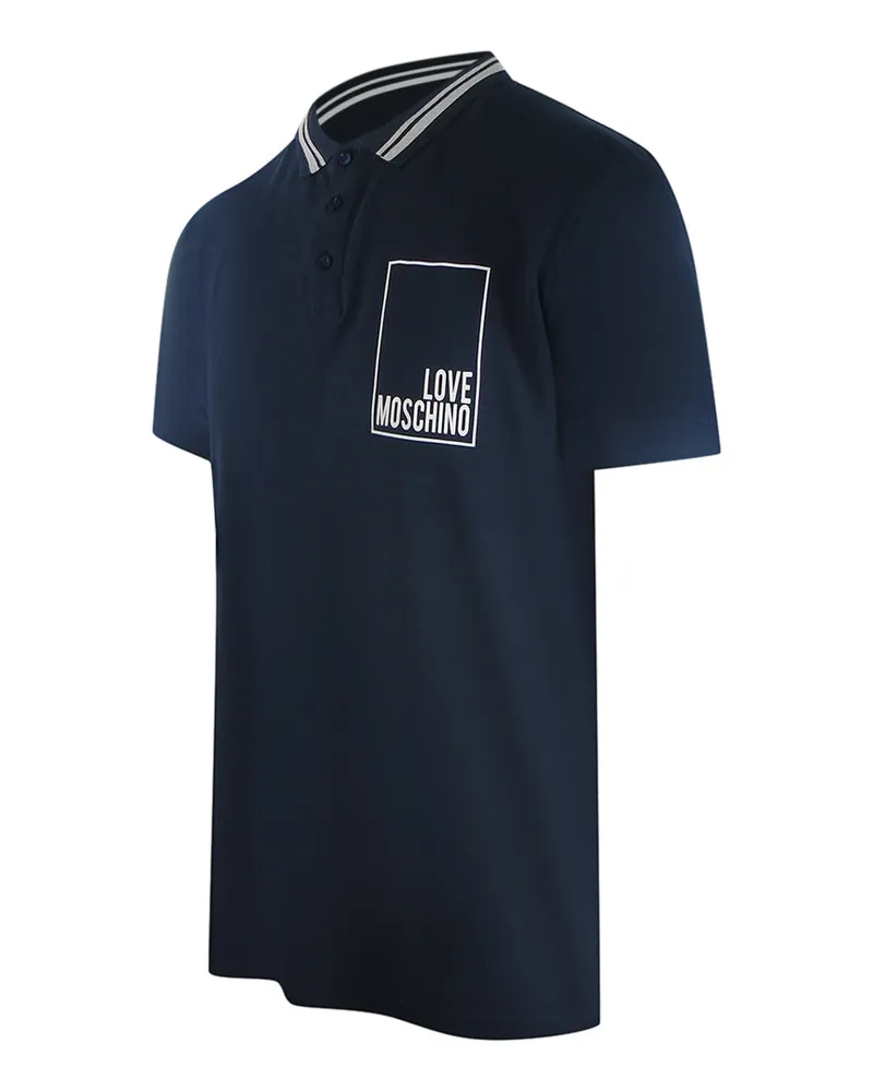 Moschino Polohemd mit kleinem weißen Box-Logo - Marineblau Marineblau