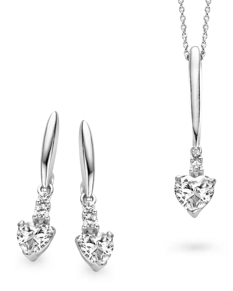 Orphelia Damen 925 Sterling Silber Set: Kettenanhänger + Ohrringe - Silber SET-5136 Silber