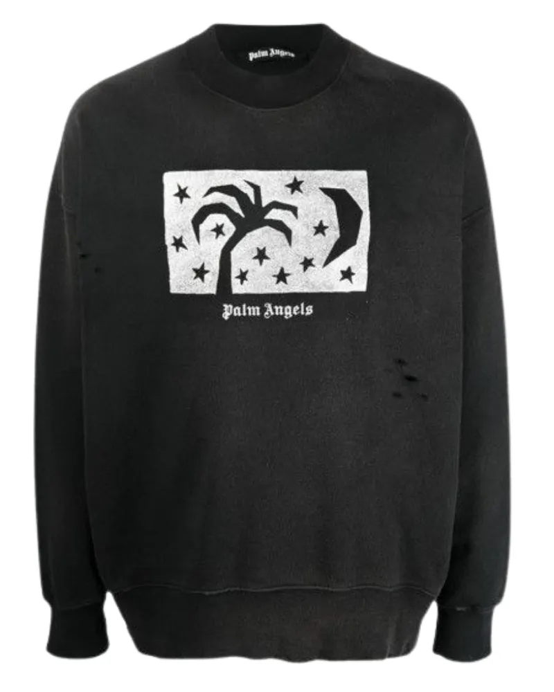 Palm Angels Schwarzes Sweatshirt mit Nightsky-Design von Schwarz