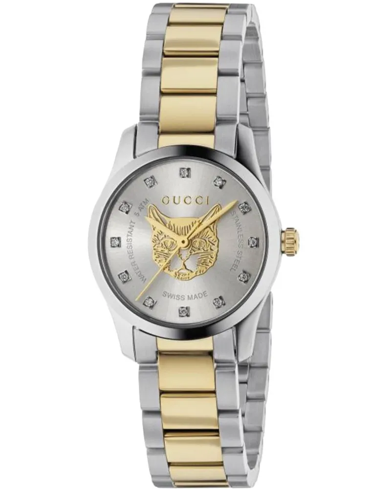 Gucci YA1265016 G-Timeless zweifarbige Damenuhr Silber