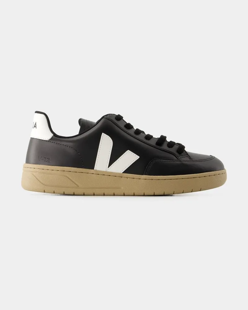 VEJA Sneakers V-12 -  - Leder - Schwarz/Weiß Schwarz