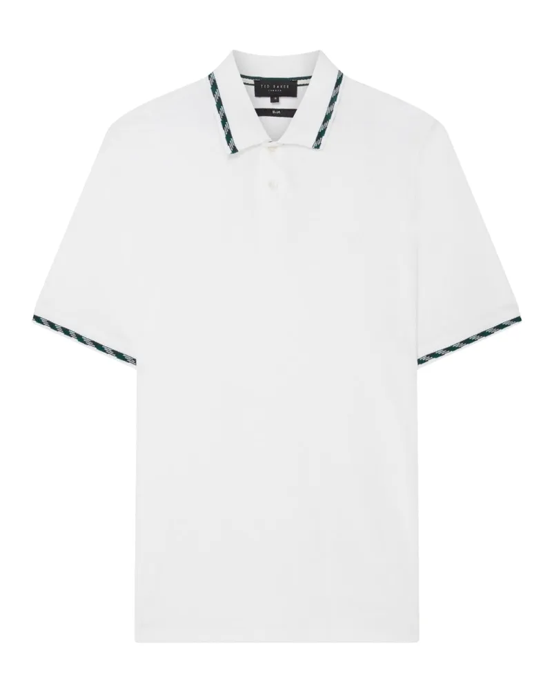 Ted Baker Ss Polohemd Mit Jacquard-jacquardmuster, Weiß Weiß