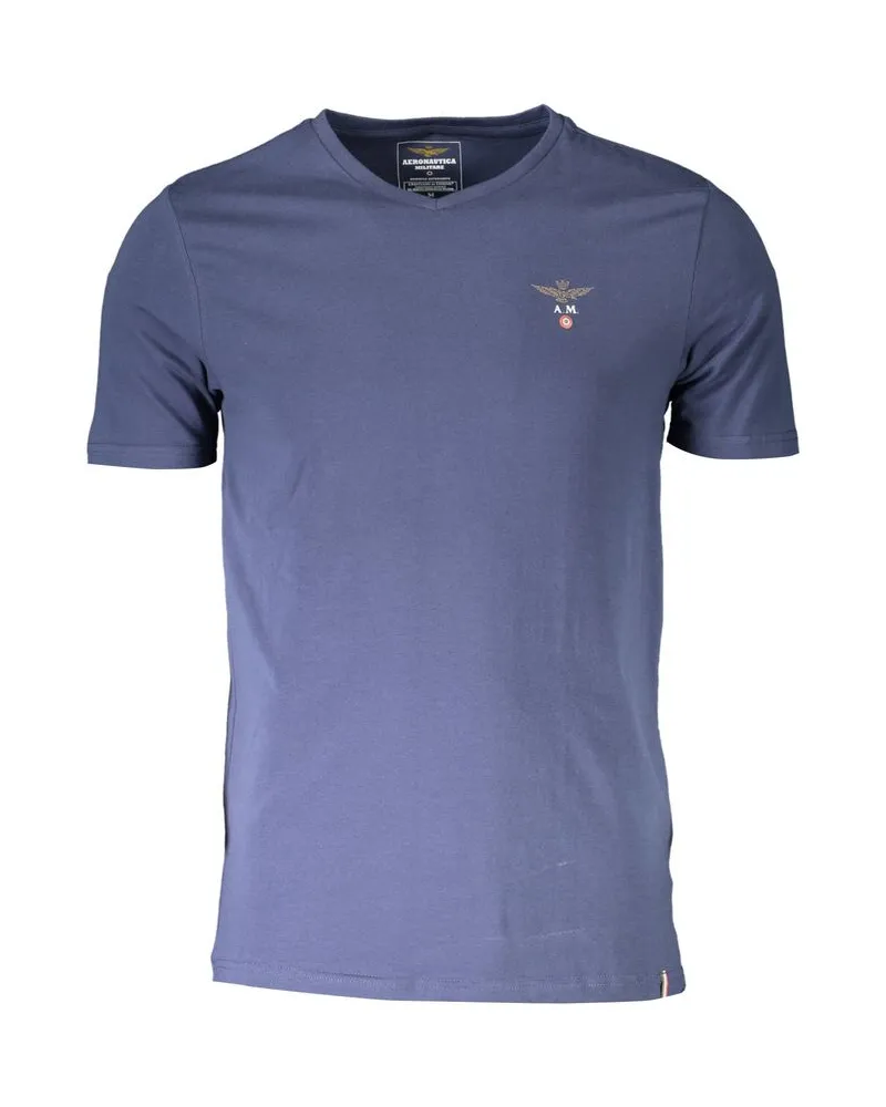 Aeronautica Militare Blaues Baumwoll-Herren-T-Shirt Blau