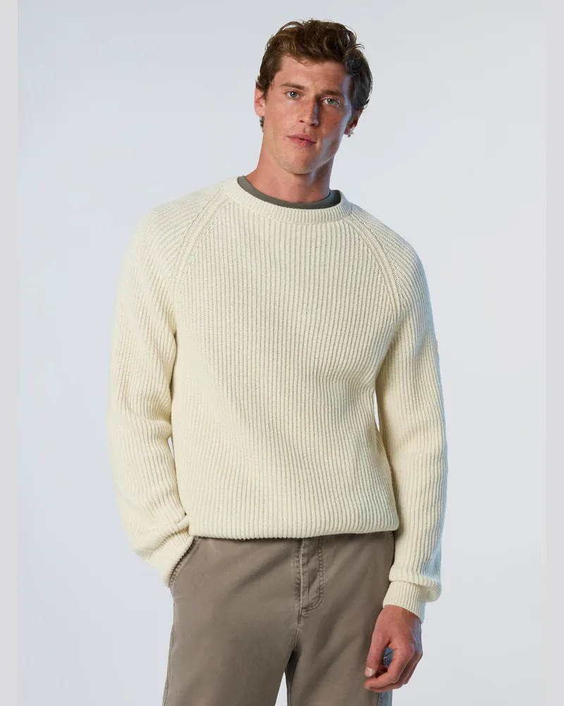 North Sails Pullover Fischerrippe mit Rundhalsausschnitt Creme