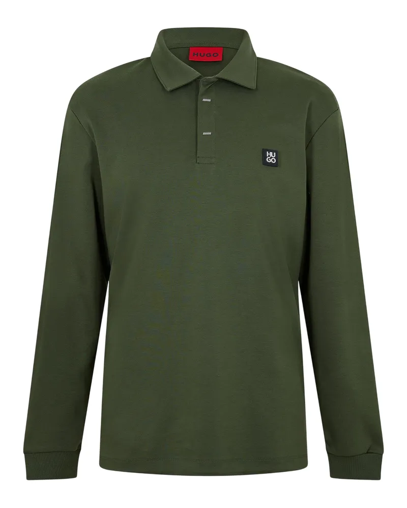 HUGO BOSS Poloshirt für Herren, Mit Kragen, Langärmlig (Dunkelgrün Grün