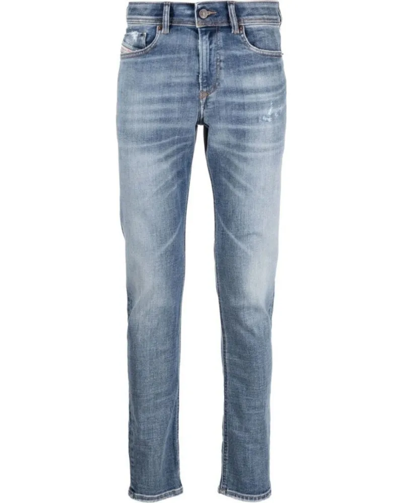 Diesel 1979 Sleenker Plain Light Blue verblasste Denim-Jeans Blau
