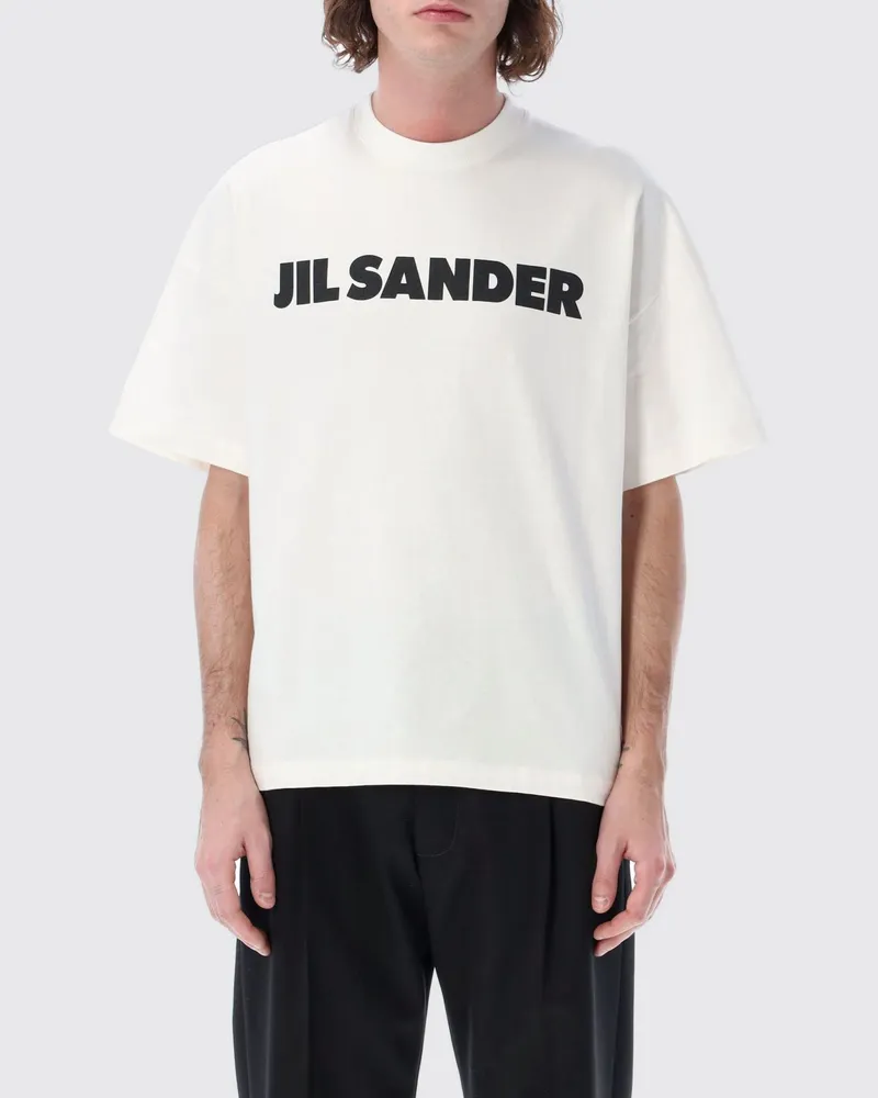 Jil Sander Logo T-Shirt Entspanntes Fit Elfenbein