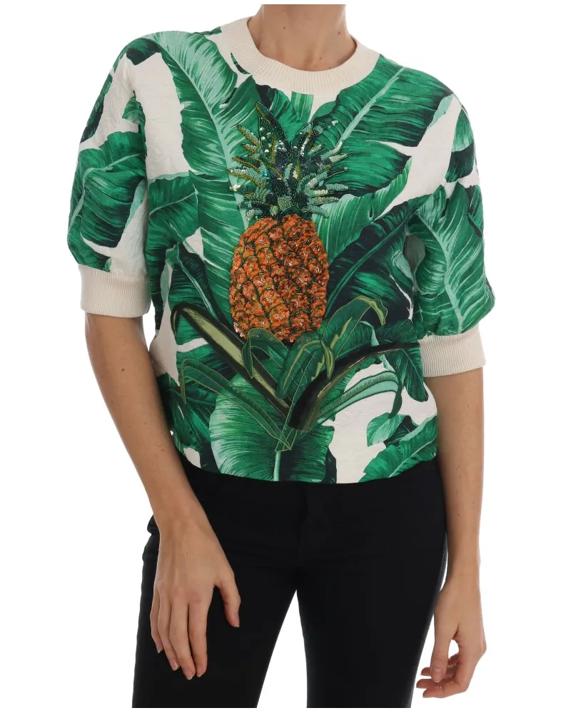 Dolce & Gabbana Pull à col ras du cou à sequins ananas et banane pour femme Mehrfarbig