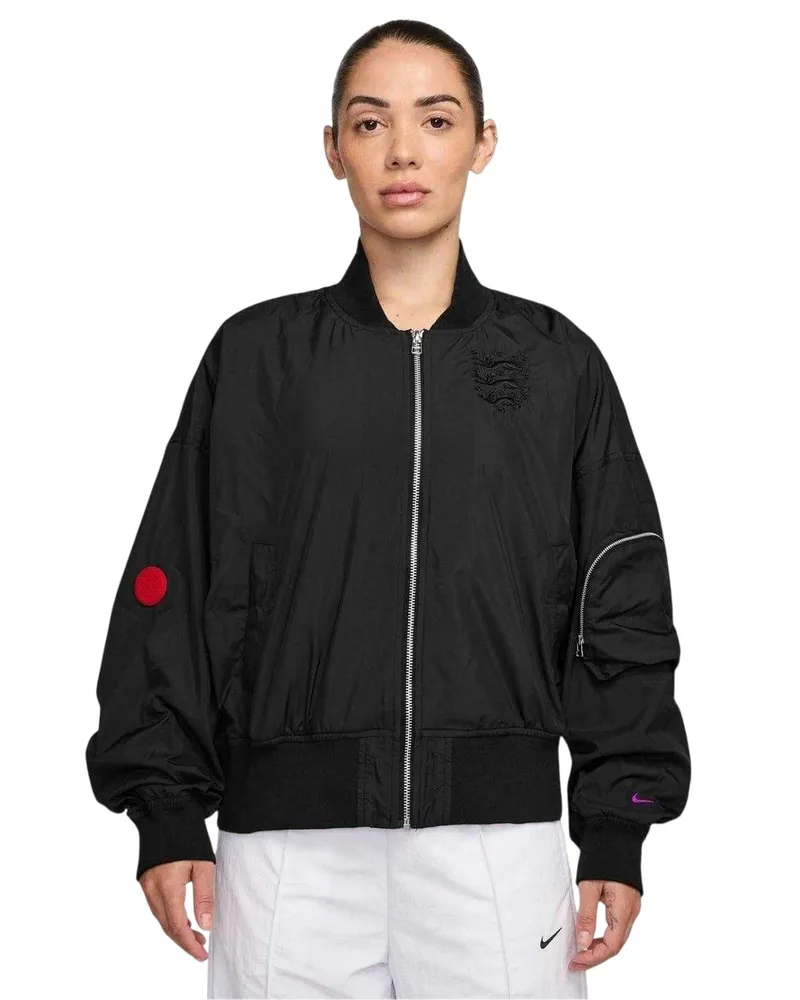 Nike Bomberjacke für Damen, Mesh-Futter (Schwarz/Violett Schwarz