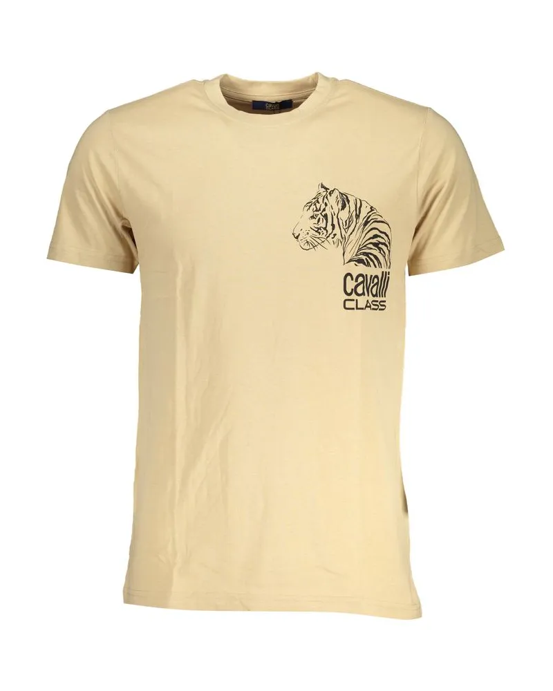 Roberto Cavalli Tigerkopf T-Shirt im lässigen Stil Cognac