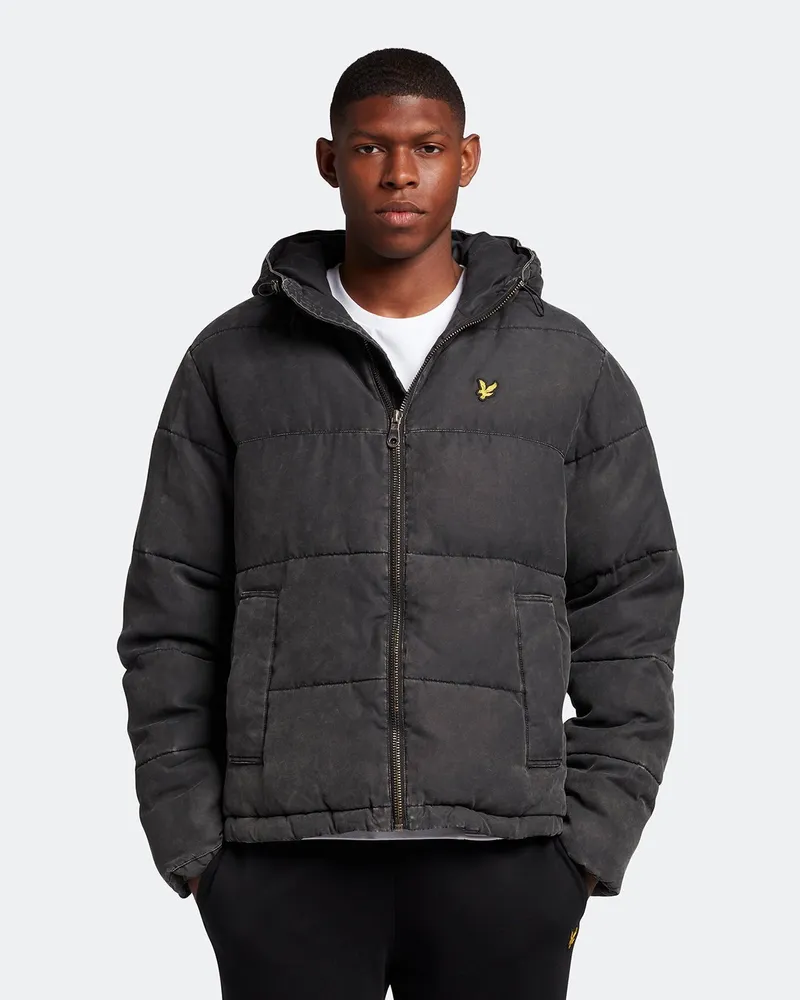 Lyle & Scott Gewaschene wattierte Jacke in Schwarz Schwarz