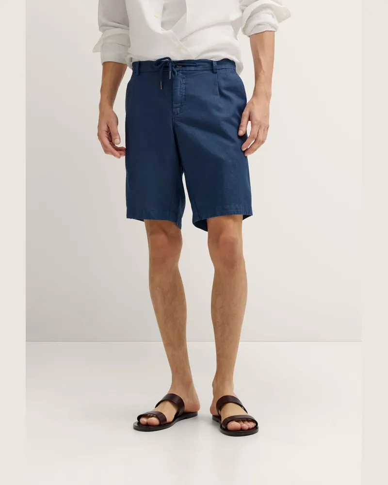 Bugatti Herren Bermuda Leinen-Baumwoll-Mix Marineblau