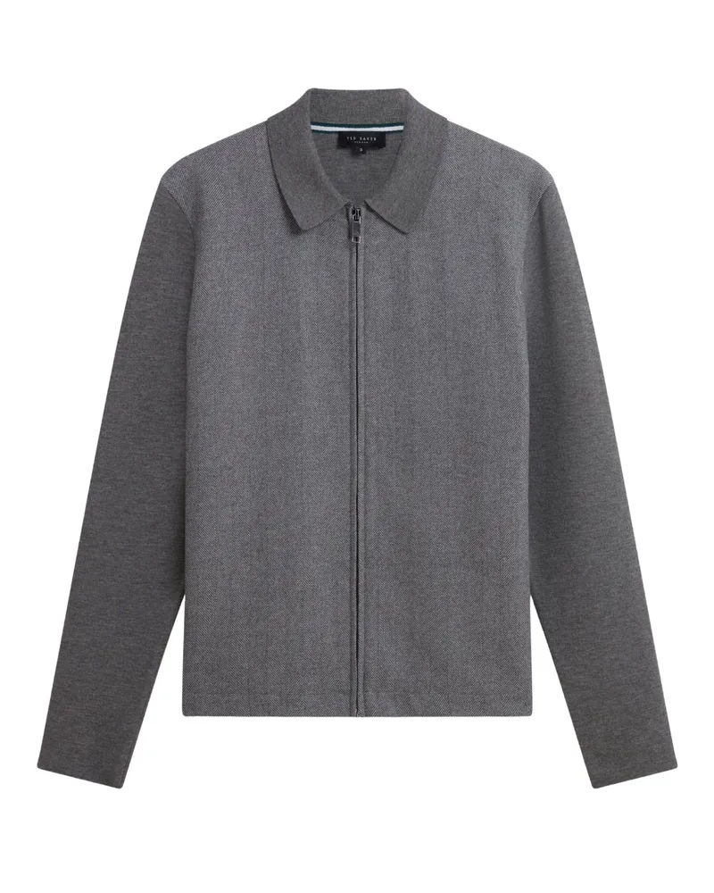 Ted Baker Dejo Fischgrätmuster-jacke Mit Frontreißverschluss, Grau Grau