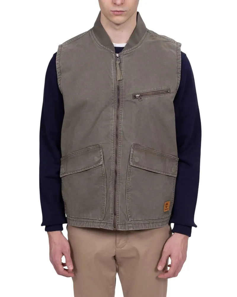 Timberland Weste für Herren, Gerippter Kragen (Blattgrün Grün