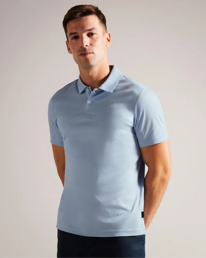 Ted Baker Zeiter Herren Kurzarm Slim Soft Touch Polo Blassblau