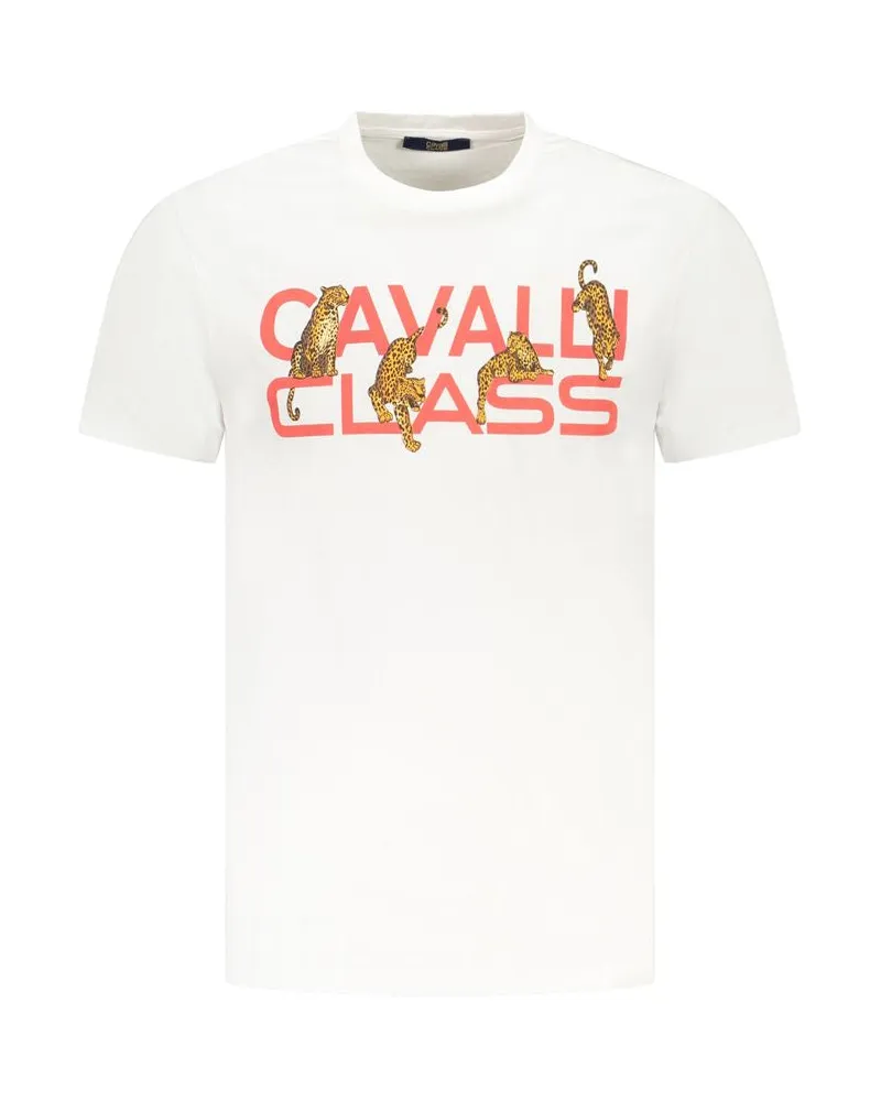 Roberto Cavalli Bianco Baumwoll Herren T-Shirt Weiß