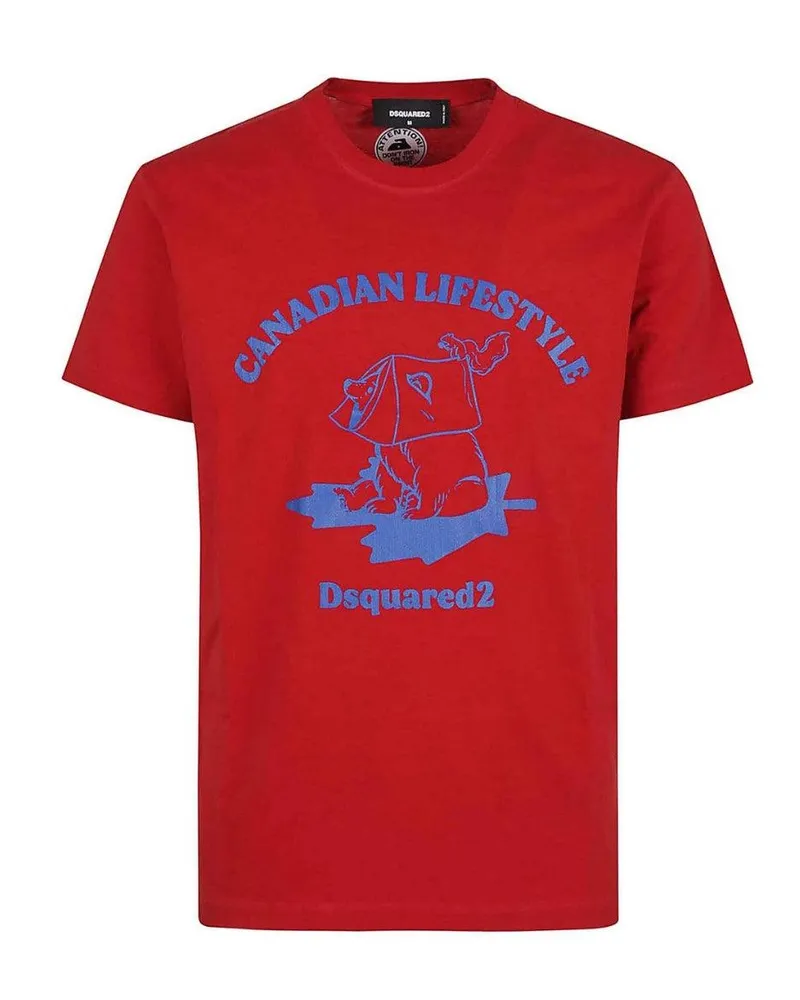 Dsquared2 Canadian Lifestyle" T-Shirt für Herren (Rot Rot