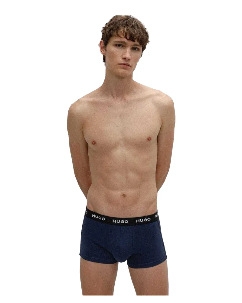 HUGO BOSS Boxershorts für Herren, Baumwollmischung (3er-Pack) (Marine Marineblau