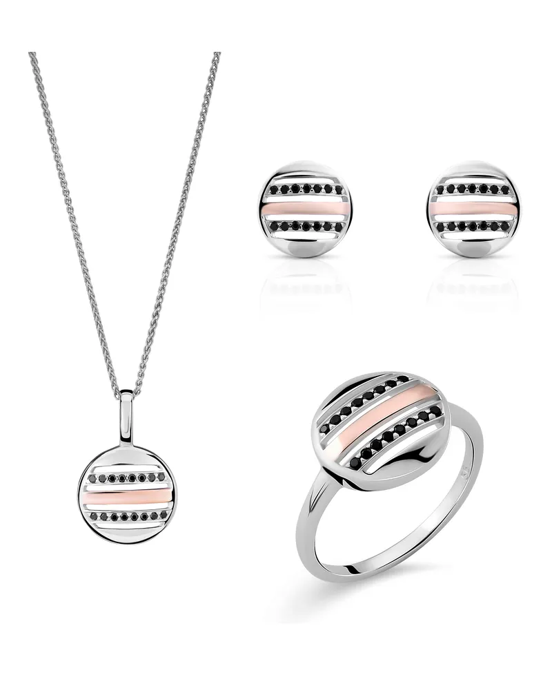 Orphelia Maxwell' Damen-Set aus 925er Sterlingsilber: Halskette + Ohrringe + Ring – Silber/Rosé SET-7501 Silber