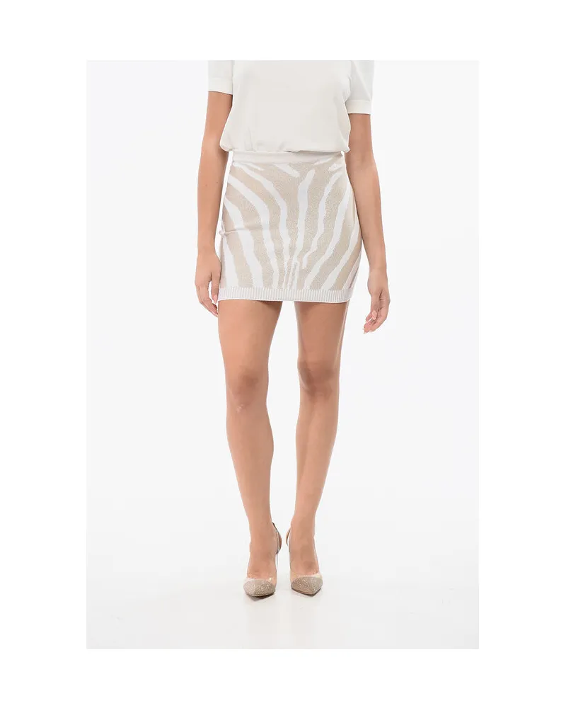 Balmain Lurex ZEBRA Minirock mit Reißverschluss hinten in Gold Gold