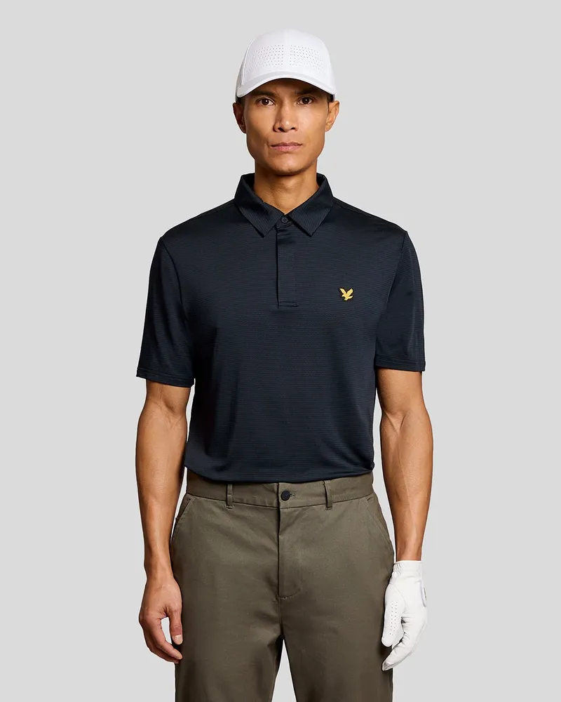Lyle & Scott Golf-Poloshirt mit verdeckter Knopfleiste Marineblau