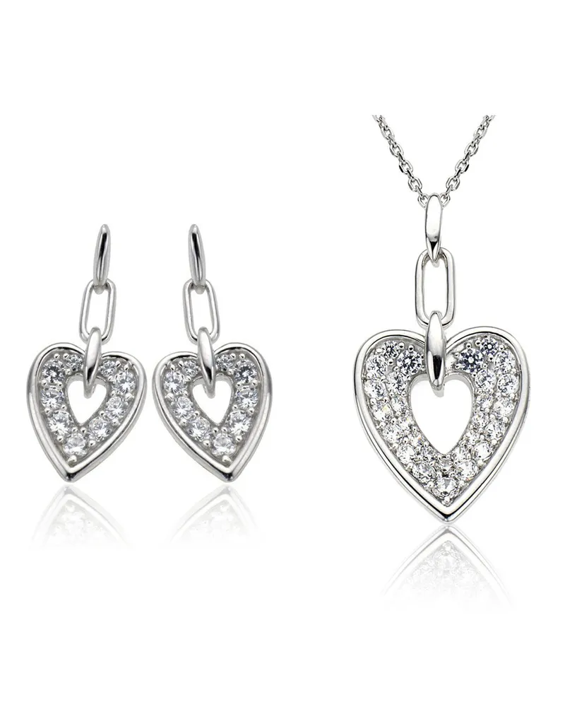 Orphelia Damen 925 Sterling Silber Set: Kettenanhänger + Ohrringe - Silber SET-5959 Silber