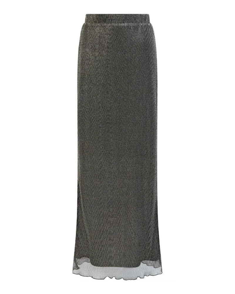 French Connection Tamy" Langer Rock für Damen, Lurex Plissee (Schwarz Schwarz