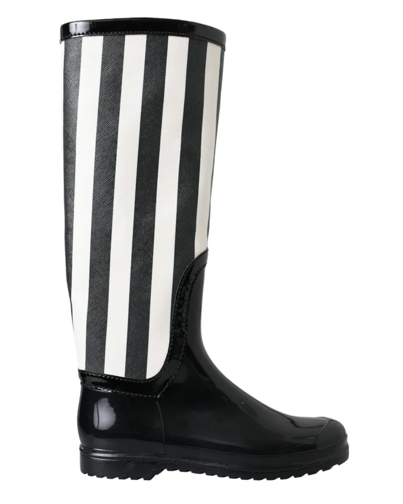 Dolce & Gabbana Gestreifte, wasserdichte Regenstiefel - Schwarz Schwarz