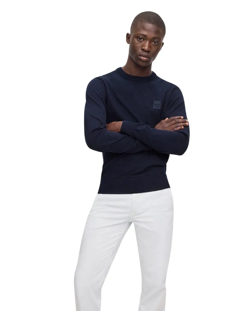 HUGO BOSS Kanovano" Pullover für Herren, Rundhalsausschnitt (Dunkelblau Blau