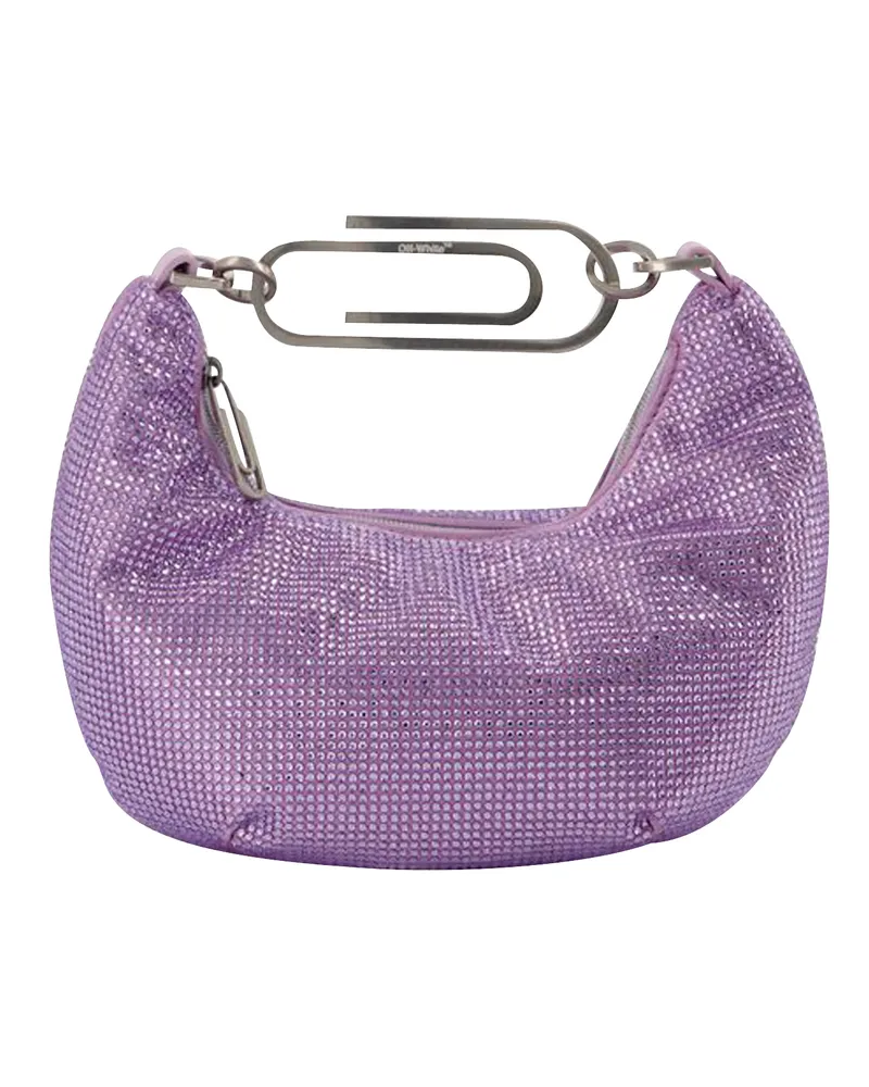 OFF-WHITE Binder Clip 20 Tasche in Strass / Flieder Lila