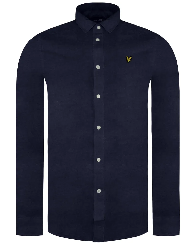 Lyle & Scott Multi -Garn gebürstete Herren Navy Shirt Marineblau