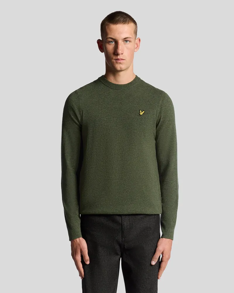 Lyle & Scott Rundhalspullover aus Lammwollmischung – Grün Grün