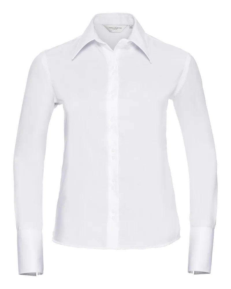 Russell Athletic Russell Collection Bluse, Langarm, bügelfrei (Weiß Weiß