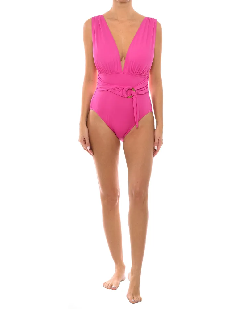 Michael Kors Badeanzug mit V-Ausschnitt MM7M761 Damen Rosa
